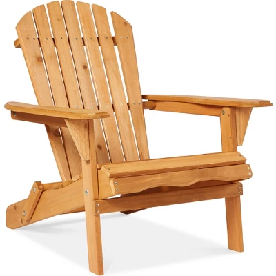 Best Choice Products Folding Adirondack Chair Outdoor, Wooden Accent Lounge Furniture W/ 350lb Capacity - Image 8