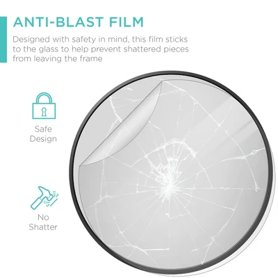 Best Choice Products 36in Framed Round Bathroom Vanity Wall Mirror W/ Anti-Blast Film - Image 4