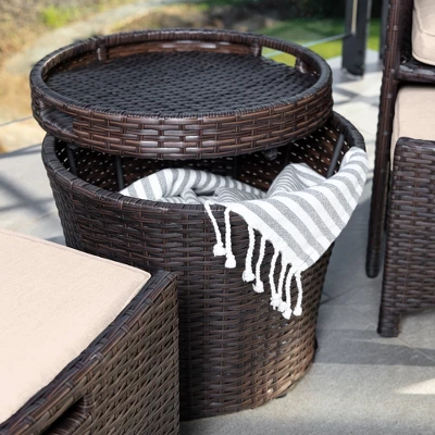 Best Choice Products 5-Piece Outdoor Wicker Patio Bistro Furniture Set W/ Storage Table, No Assembly - Image 6