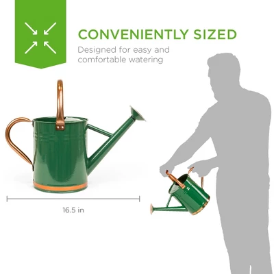 Best Choice Products 1-Gallon Galvanized Steel Watering Can For Gardening W/ O-Ring, Top Handle, Copper Accents - Image 3