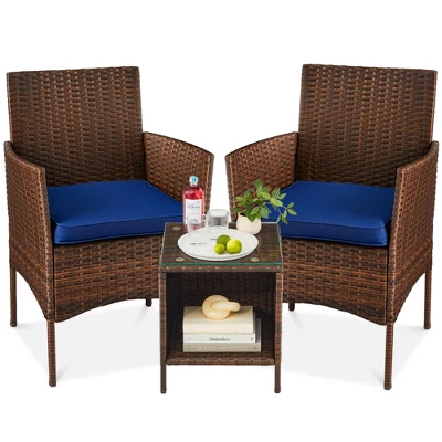 Best Choice Products 3-Piece Outdoor Wicker Conversation Bistro Set, Patio Chat Furniture W/ 2 Chairs, Table - Image 10
