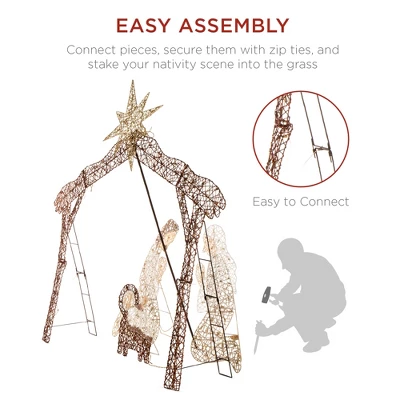 Best Choice Products 6ft Lighted Outdoor Nativity Scene, Yard Decoration W/ 190 LED Lights, Stakes, Zip Ties - Image 4