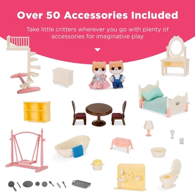 Best Choice Products Camper Van Playset Pretend Play Dollhouse Toy With 54 Accessories And Tiny Critters For Kids