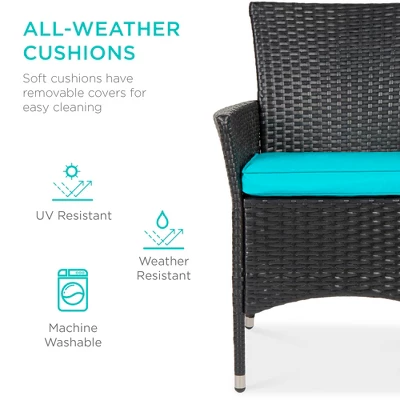 Best Choice Products 5-Piece Indoor Outdoor Wicker Patio Dining Table Furniture Set W/ Umbrella Cutout, 4 Chairs - Image 3