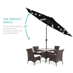 Best Choice Products 10ft Solar LED Lighted Patio Umbrella W/ Tilt Adjustment, UV-Resistant Fabric