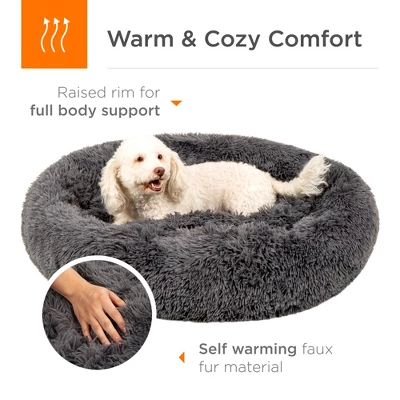Best Choice Products 36in Dog Bed Self-Warming Plush Shag Fur Donut Calming Pet Bed Cuddler - Image 3