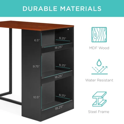 Best Choice Products 3-Piece Wooden Counter Height Dining Table Set For Kitchen, Dining Room W/ Storage - Image 3