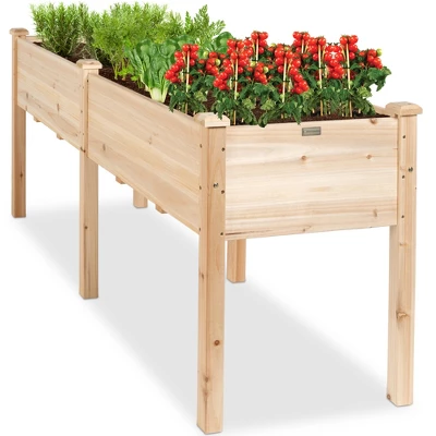 Best Choice Products 72x23x30in Raised Garden Bed, Elevated Wood Planter Box For Patio W/ Divider Panel - Image 7