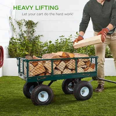Best Choice Products Heavy-Duty Steel Garden Wagon Lawn Utility Cart W/ 400lb Capacity, Removable Sides, Handle - Image 5