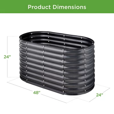 Best Choice Products 4x2x2ft Outdoor Raised Metal Oval Garden Bed, Planter Box For Vegetables, Flowers - Charcoal - Image 6