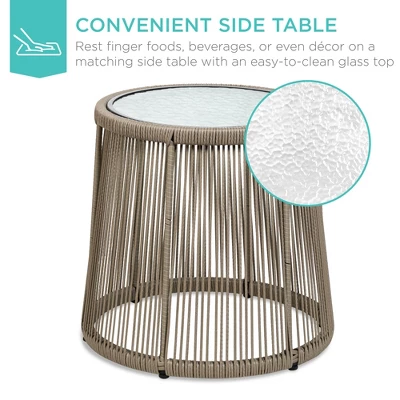 Best Choice Products 3-Piece Patio Conversation Bistro Set, Outdoor Wicker W/ 2 Chairs, Cushions, Side Table - Image 2