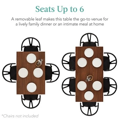 Best Choice Products 47 To 63in Modern Extendable Dining Table For 2-6 People W/ Leaf Extension, 2 Locks - Image 2