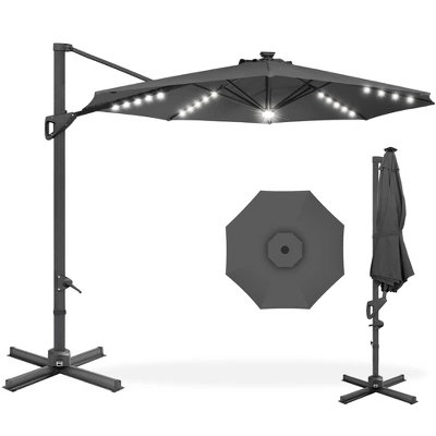 Best Choice Products 10ft 360-Degree Solar LED Cantilever Patio Umbrella, Outdoor Hanging Shade W/ Lights - Image 7