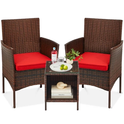 Best Choice Products 3-Piece Outdoor Wicker Conversation Bistro Set, Patio Chat Furniture W/ 2 Chairs, Table - Image 7