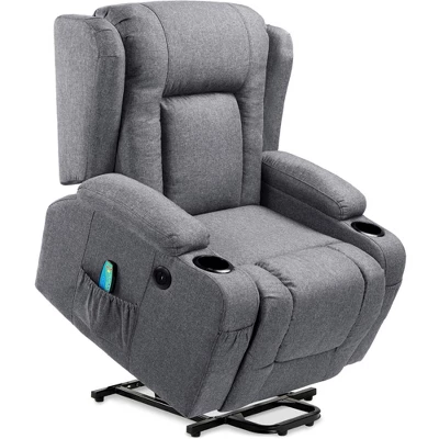 Best Choice Products Electric Power Lift Linen Recliner Massage Chair Furniture W/ USB Port, Heat, Cupholders - Image 7