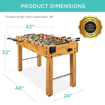 Best Choice Products 48in Competition Sized Foosball Table For Home, Game Room W/ 2 Balls, 2 Cup Holders - Light Brown - Image 6