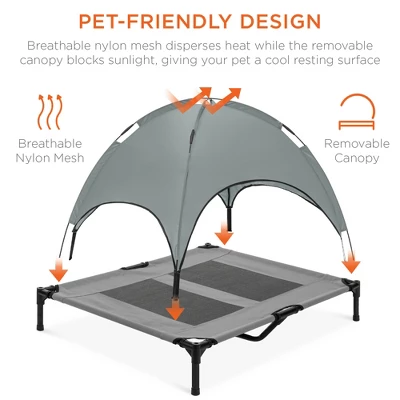 Best Choice Products 36in Outdoor Raised Mesh Cot Cooling Dog Pet Bed W/ Removable Canopy, Travel Bag - Image 3