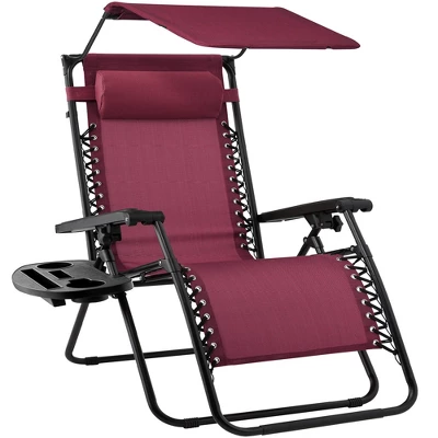 Best Choice Products Folding Zero Gravity Recliner Patio Lounge Chair W/ Canopy Shade, Headrest, Tray - Image 9