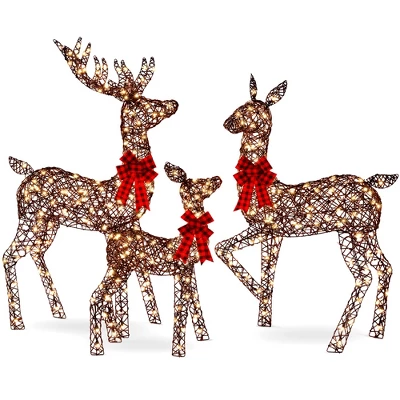Best Choice Products 3-Piece Lighted Christmas Deer Set Outdoor Yard Decoration With 360 LED Lights, Stakes - Image 9