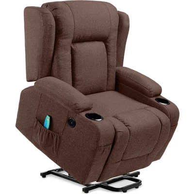 Best Choice Products Electric Power Lift Linen Recliner Massage Chair Furniture W/ USB Port, Heat, Cupholders - Image 9