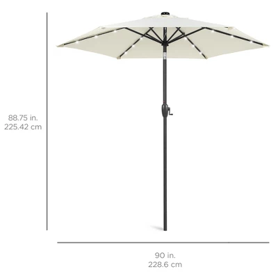 Best Choice Products 7.5ft Outdoor Solar Patio Umbrella For Deck, Pool W/ Tilt, Crank, LED Lights - Image 6