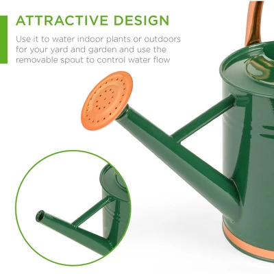 Best Choice Products 1-Gallon Galvanized Steel Watering Can For Gardening W/ O-Ring, Top Handle, Copper Accents - Image 5