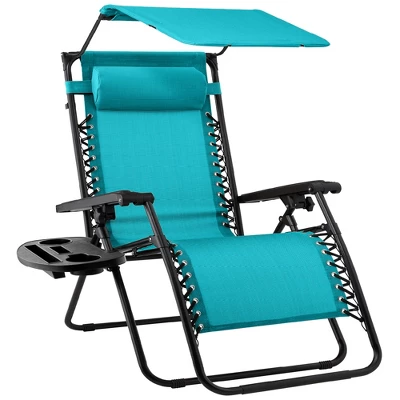 Best Choice Products Folding Zero Gravity Recliner Patio Lounge Chair W/ Canopy Shade, Headrest, Tray - Image 18