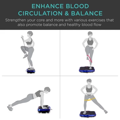 Best Choice Products Vibration Platform, Full Body Exercise Machine W/ Bluetooth Speakers, 5 Resistance Bands - Blue - Image 5