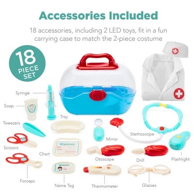Best Choice Products Pretend Play Doctor Kit, Boys & Girls Doctor Outfit W/ 18 Accessories, Coat, Hat, Carrying Case - Image 3