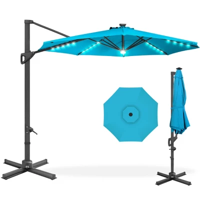 Best Choice Products 10ft 360-Degree Solar LED Cantilever Patio Umbrella, Outdoor Hanging Shade W/ Lights - Image 8