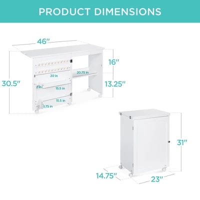 Best Choice Products Sewing Machine Table & Desk W/ Craft Storage And Bins - Image 6