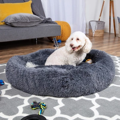 Best Choice Products 36in Dog Bed Self-Warming Plush Shag Fur Donut Calming Pet Bed Cuddler - Image 2