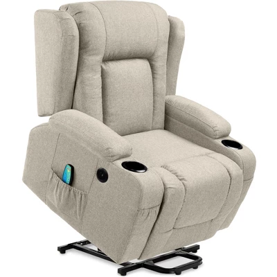 Best Choice Products Electric Power Lift Linen Recliner Massage Chair Furniture W/ USB Port, Heat, Cupholders - Image 11