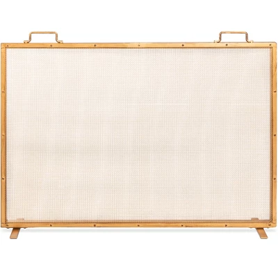 Best Choice Products 38x27in Single Panel Fireplace Screen Handcrafted Steel Mesh Spark Guard W/ Handles - Image 7