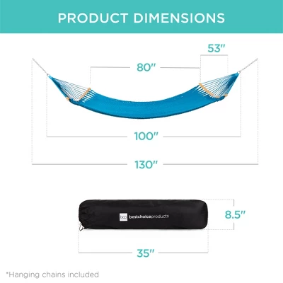 Best Choice Products 2-Person Woven Polyester Outdoor Caribbean Hammock W/ Curved Bamboo Spreader Bar - Image 6