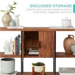 Best Choice Products 55in 3-Tier Shelf Console Table, Accent Furniture, Display Stand W/ Built-In Cabinet