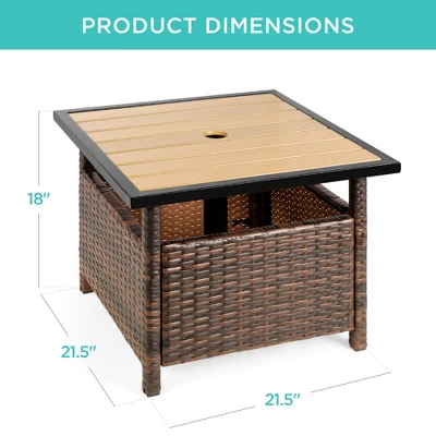 Best Choice Products Wicker Rattan Patio Side Table Outdoor Furniture For Garden, Pool, Deck W/ Umbrella Hole - Image 6