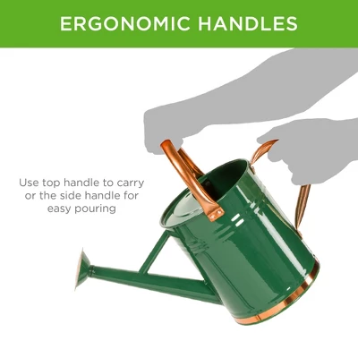 Best Choice Products 1-Gallon Galvanized Steel Watering Can For Gardening W/ O-Ring, Top Handle, Copper Accents - Image 4