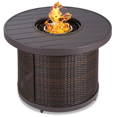 Best Choice Products 32in Round Fire Pit Table, 50,000 BTU Outdoor Wicker Patio Firepit W/ Cover, Tank Holder - Image 8