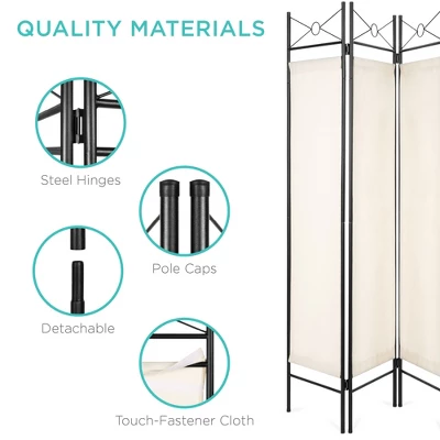 Best Choice Products 6ft 4-Panel Folding Privacy Screen Room Divider Decoration Accent W/ Steel Frame - Image 2
