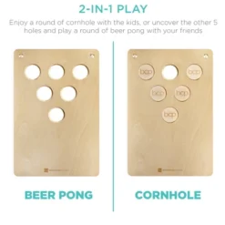 Best Choice Products 2-In-1 Cornhole & Beer Pong Board Game Set, Portable Beanbag Toss W/ 2 Carrying Bags, 6 Bean Bags