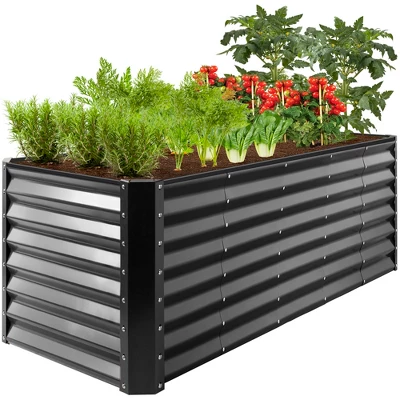 Best Choice Products 8x2x2ft Outdoor Metal Raised Garden Bed, Planter Box For Vegetables, Flowers, Herbs - Wood Grain - Image 7