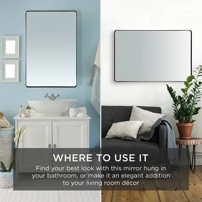 Best Choice Products 24x36in Recessed Bathroom Vanity 2-Way Wall Mirror W/ Rounded Corners, Anti-Blast Film - Image 3