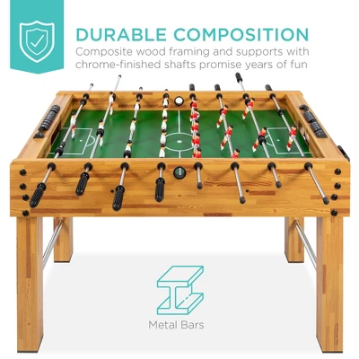 Best Choice Products 48in Competition Sized Foosball Table For Home, Game Room W/ 2 Balls, 2 Cup Holders - Light Brown - Image 3