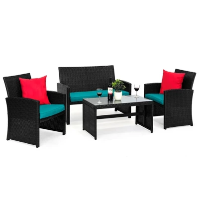 Best Choice Products 4-Piece Outdoor Wicker Patio Conversation Furniture Set W/ Coffee Table, Cushions - Image 11