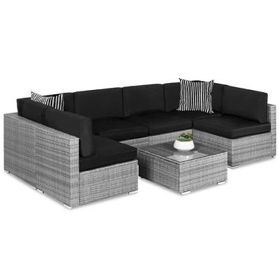 Best Choice Products 7-Piece Modular Outdoor Conversational Furniture Set, Wicker Sectional Sofas W/ Cover - Image 8