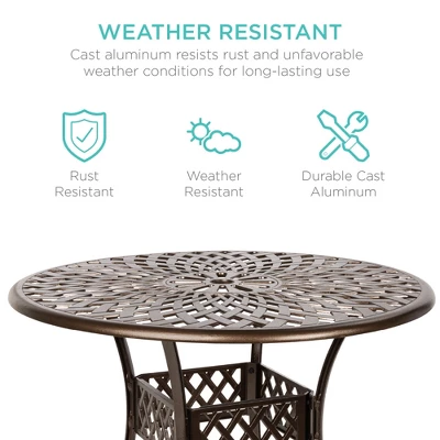 Best Choice Products 5-Piece All-Weather Cast Aluminum Patio Dining Set W/ Chairs, Umbrella Hole, Lattice Weave Design