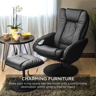 Best Choice Products Faux Leather Electric Massage Recliner Chair W/ Stool Ottoman, Remote Control, 5 Modes - Image 2