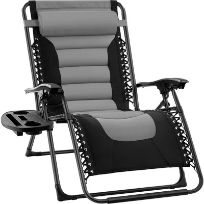 Best Choice Products Oversized Padded Zero Gravity Chair, Folding Outdoor Patio Recliner W/ Headrest, Side Tray - Image 9