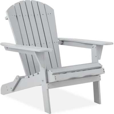 Best Choice Products Folding Adirondack Chair Outdoor, Wooden Accent Lounge Furniture W/ 350lb Capacity - Image 7